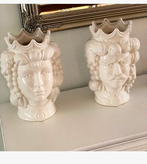 Ceramic Moor Heads 'Testa di Moro' (white)